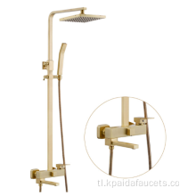 Brushed gintong banyo square head shower faucet